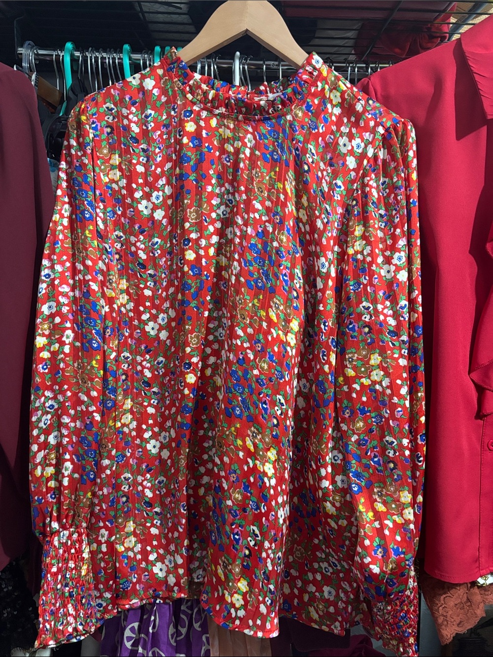 Carolina Belle Satin sheer blouse